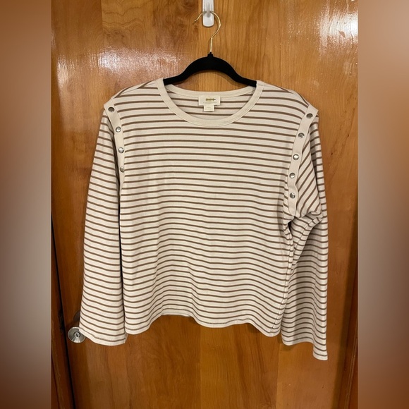 Anthropologie Maeve Slouchy Striped Long-Sleeve Tee - Picture 3 of 7